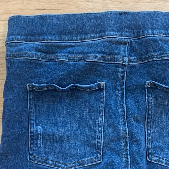 Women's Spanx Distressed Skinny Jeans Dark Wash Raw Hem Ankle Length Size XL - Picture 10 of 13